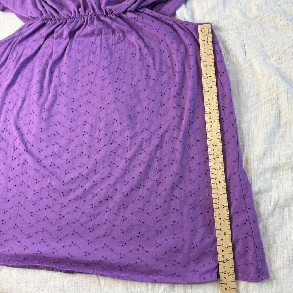 Woman Within Purple Eyelet Off the Shoulder Blouse Top Size 2X 26/28 Feminine
